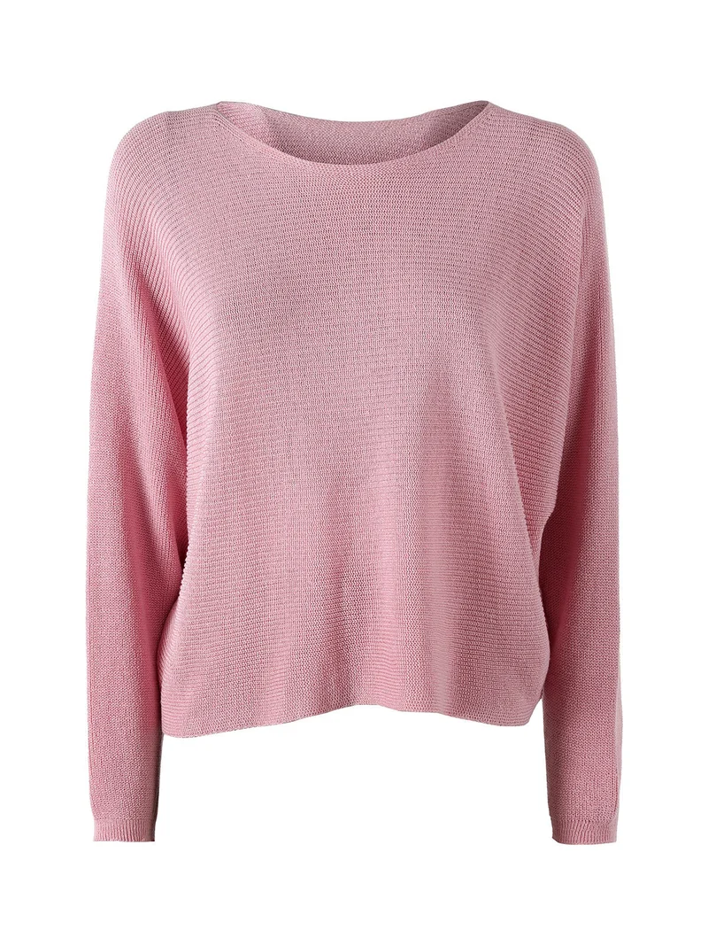 Maglia donna oversize con maniche a pipistrello - rosa