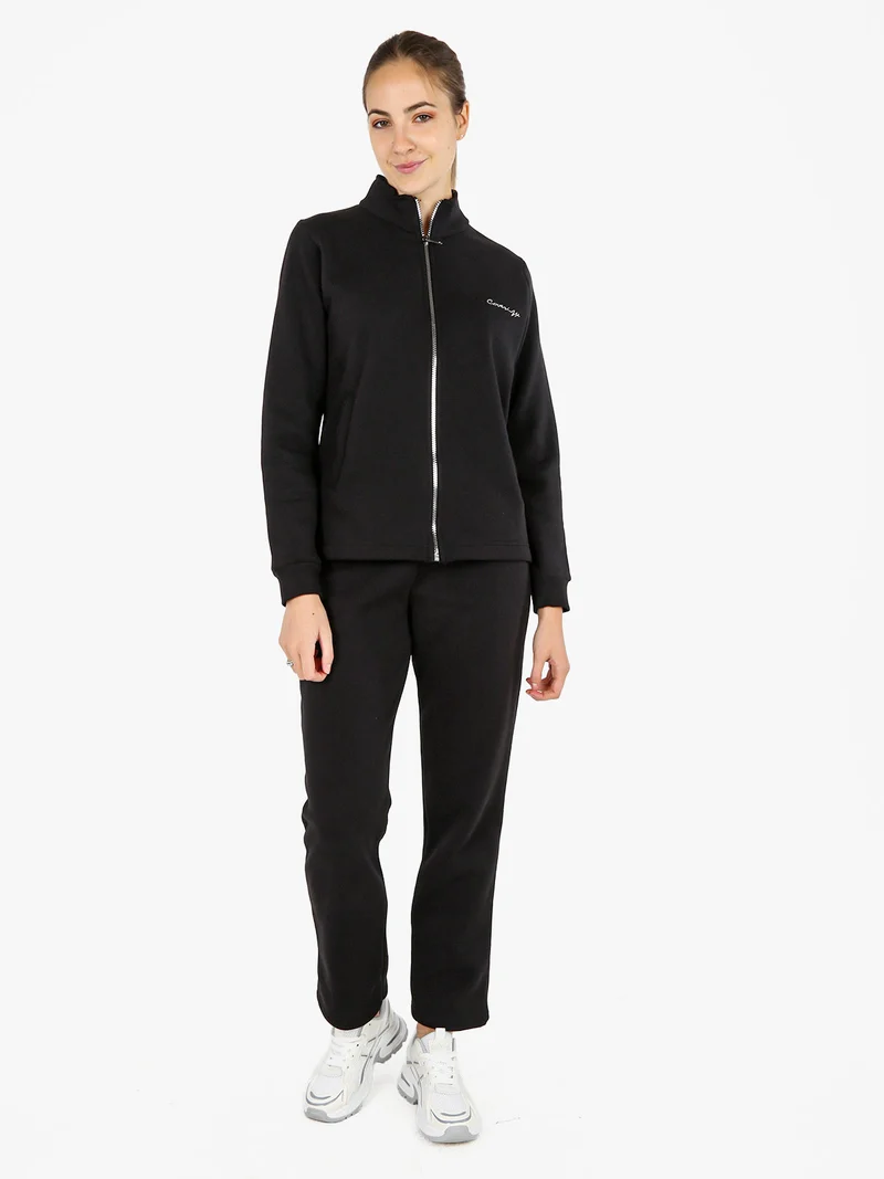 Completo tuta donna con felpa e pantaloni - nero