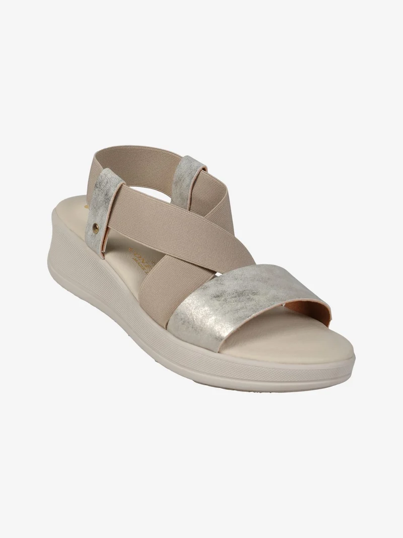 Sandali donna comode con fascia elastica - beige