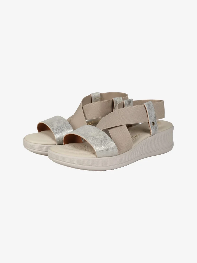 Sandali donna comode con fascia elastica - beige