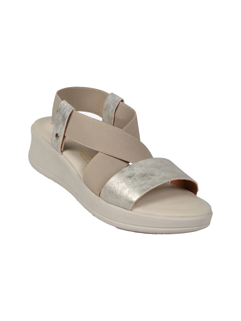 Sandali donna comode con fascia elastica - beige