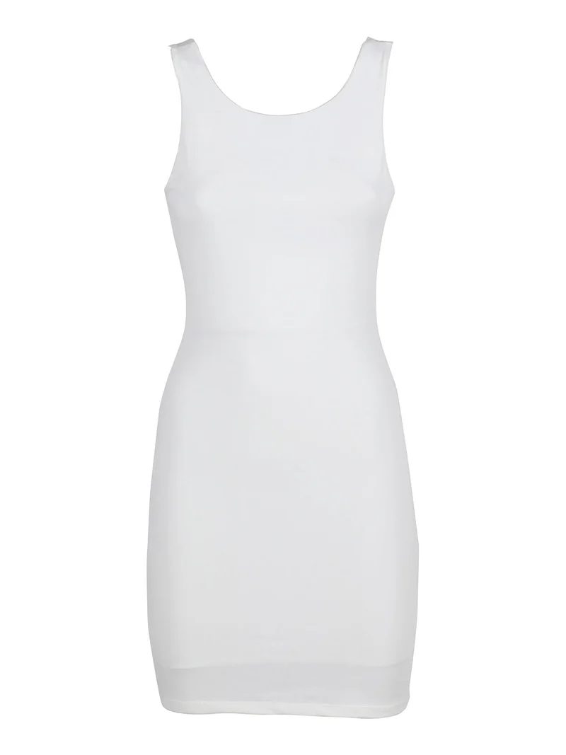 Vestito mini da donna a tubino senza maniche - bianco