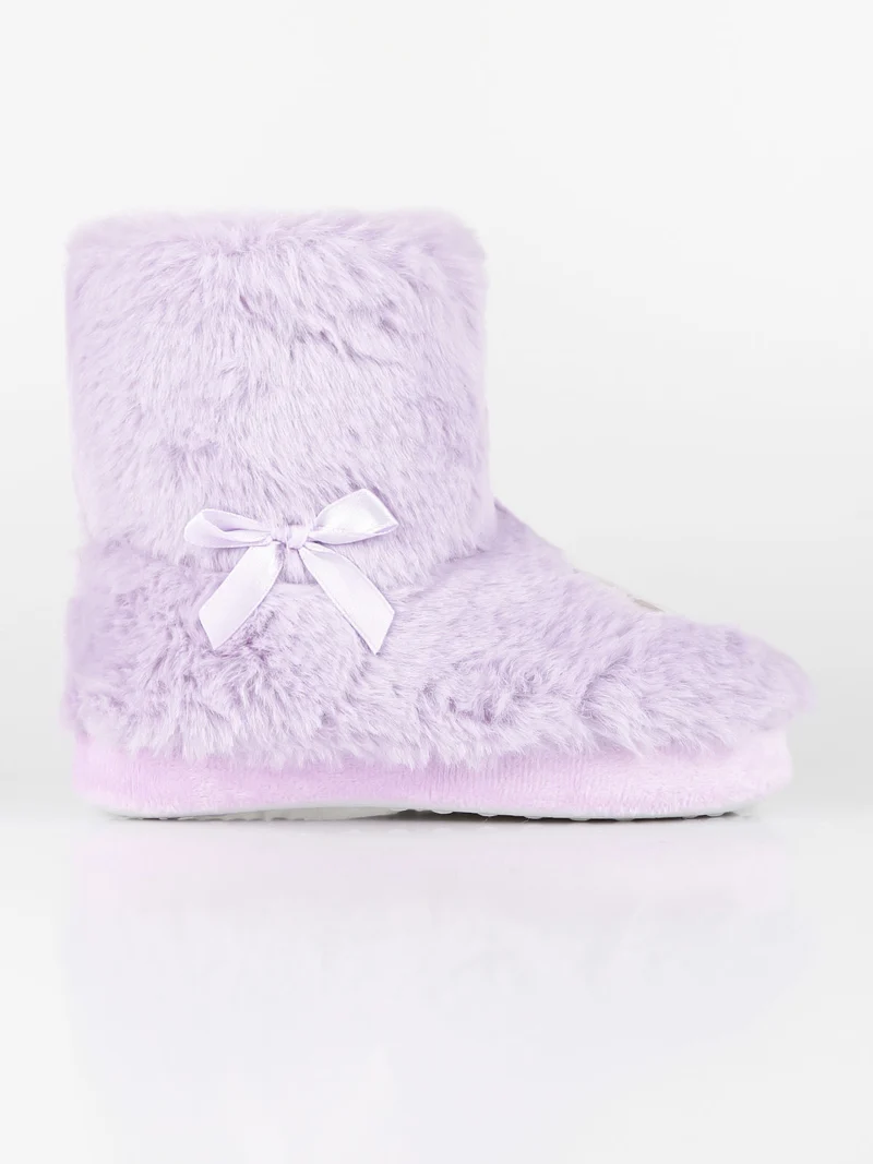 Pantofole a stivaletto con pelo - lilla