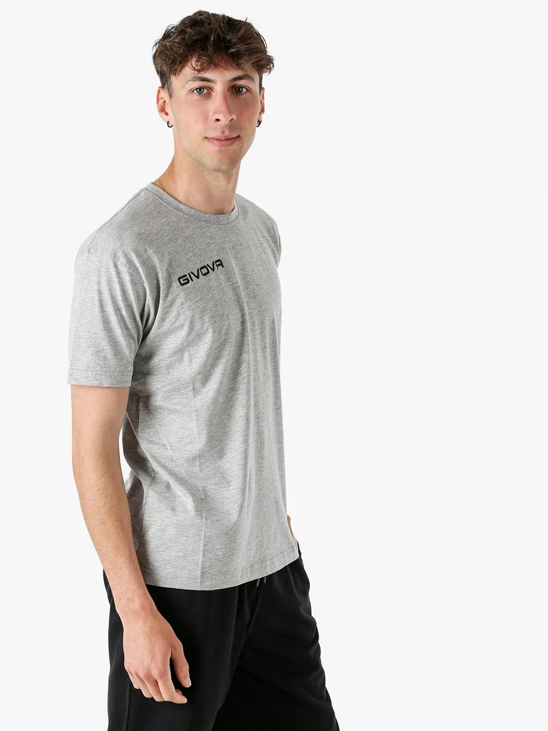 T-shirt girocollo da uomo in cotone - grigio