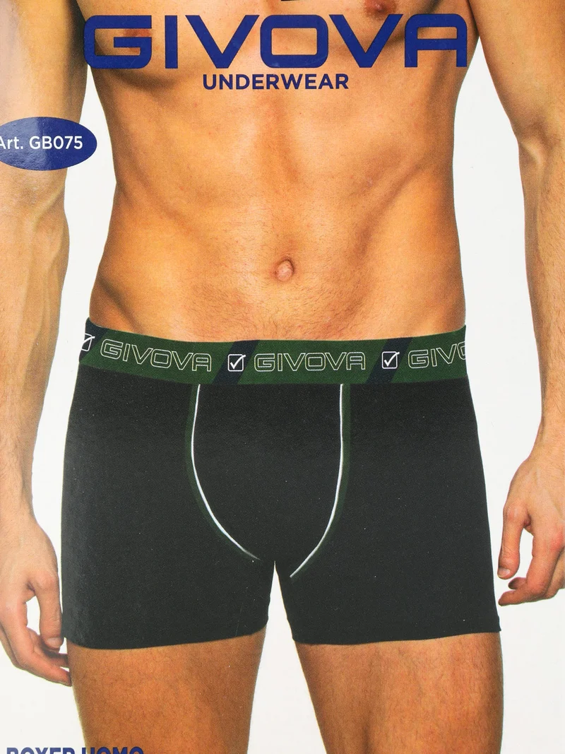 Boxer da uomo tinta unita in cotone bielastico - blu scuro