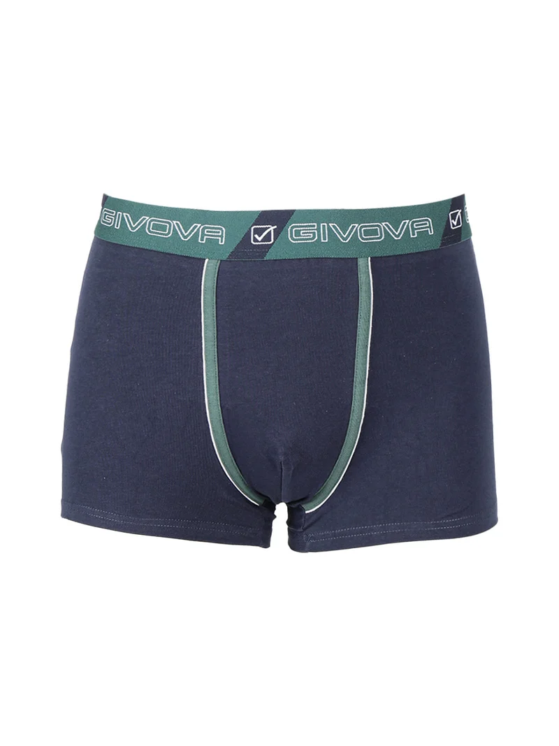 Boxer da uomo tinta unita in cotone bielastico - blu scuro