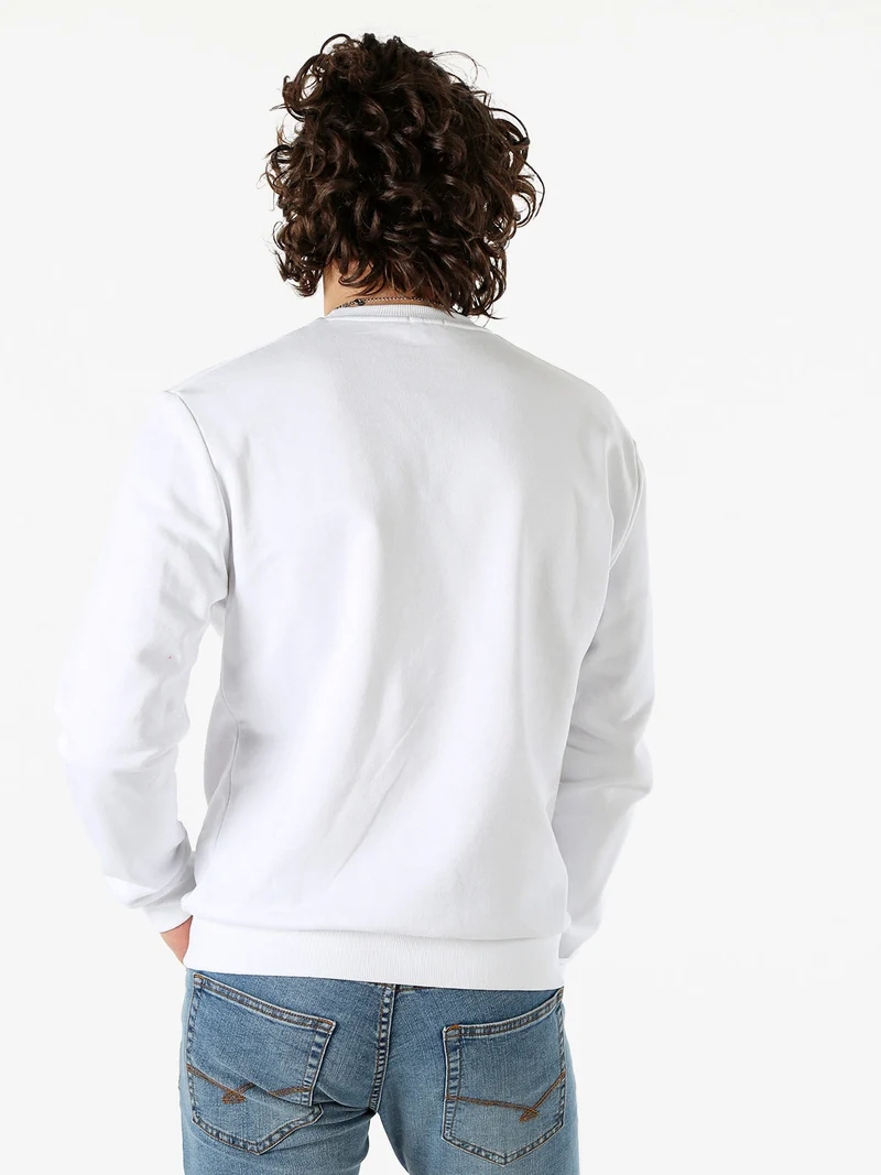 Felpa girocollo da uomo in cotone con stampa - bianco