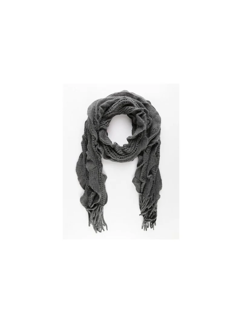 Sciarpa con frange - grigio scuro