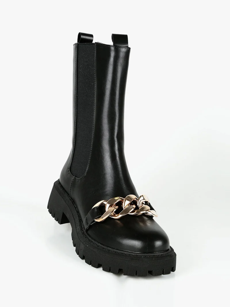 Tronchetti donna chelsea con catena - nero
