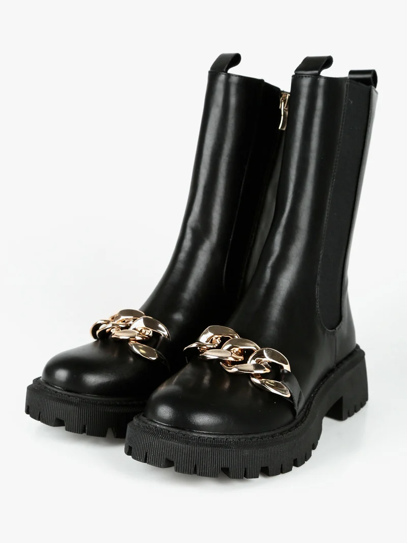 Tronchetti donna chelsea con catena - nero