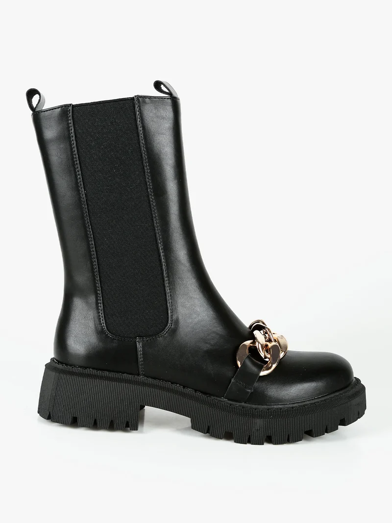 Tronchetti donna chelsea con catena - nero