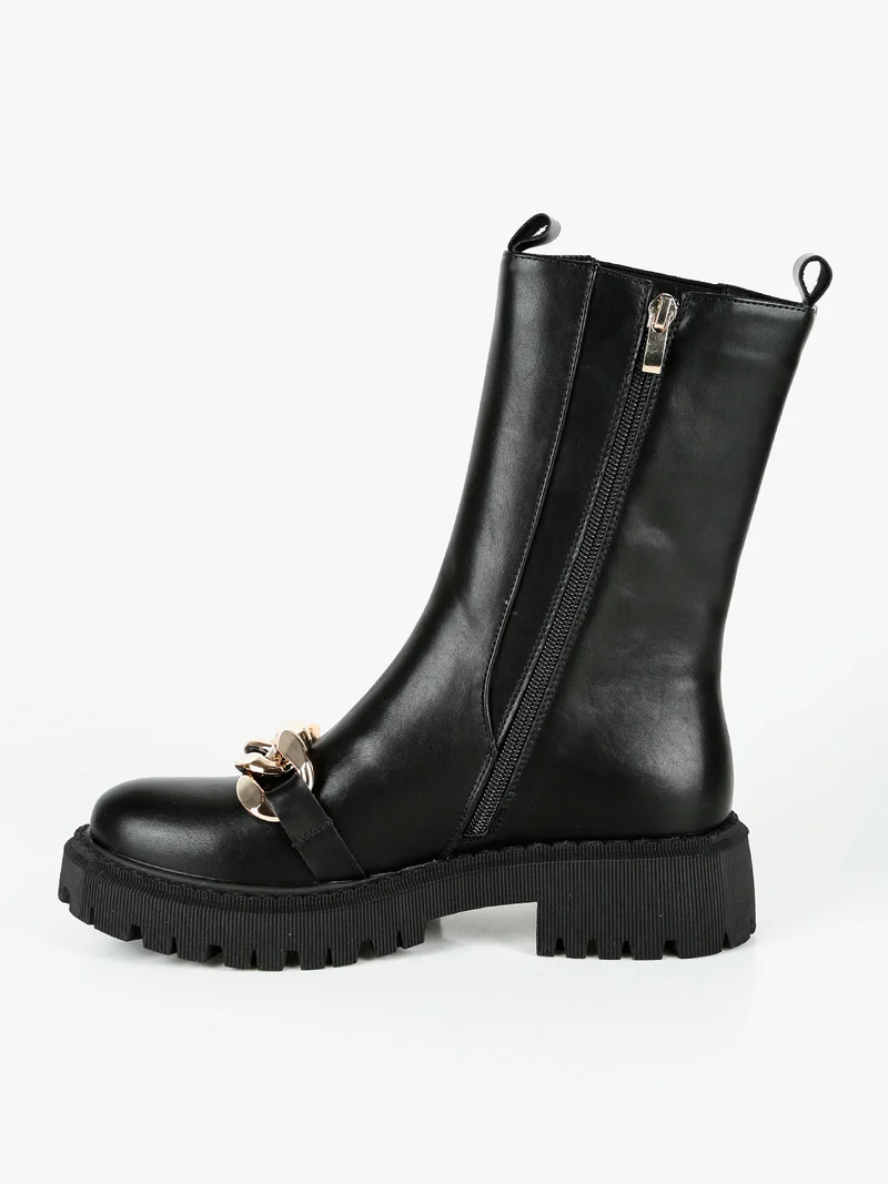 Tronchetti donna chelsea con catena - nero