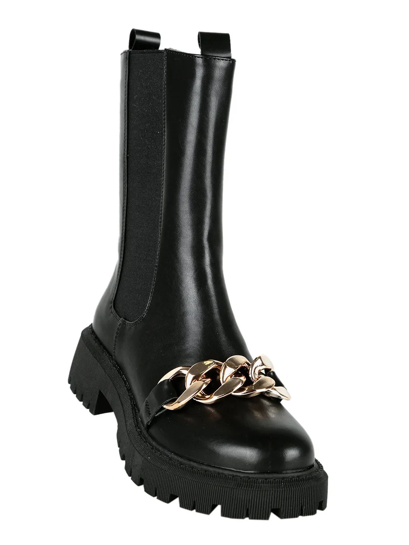 Tronchetti donna chelsea con catena - nero