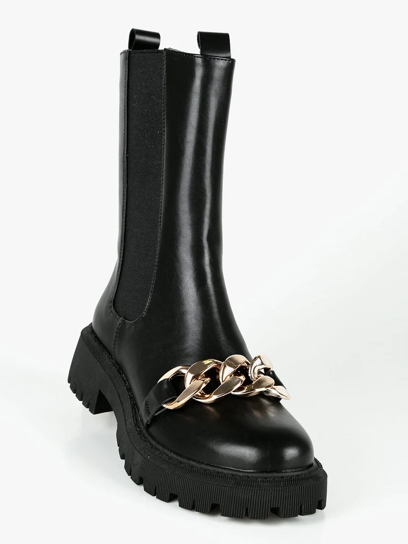 Tronchetti donna chelsea con catena - nero