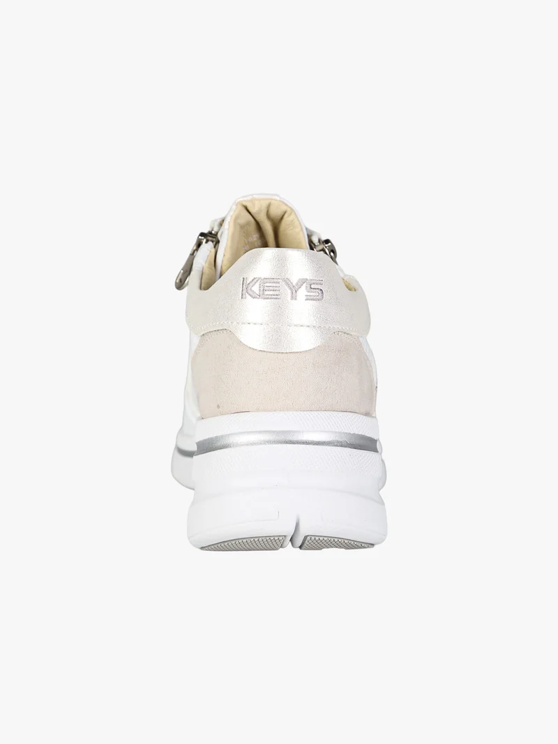 Sneakers donna con zeppa e doppia zip - bianco
