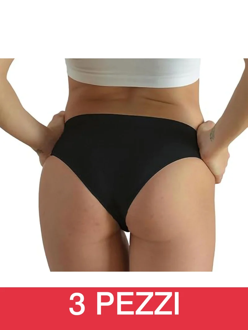 Confezione da 3 brasiliana donna in microfibra - nero