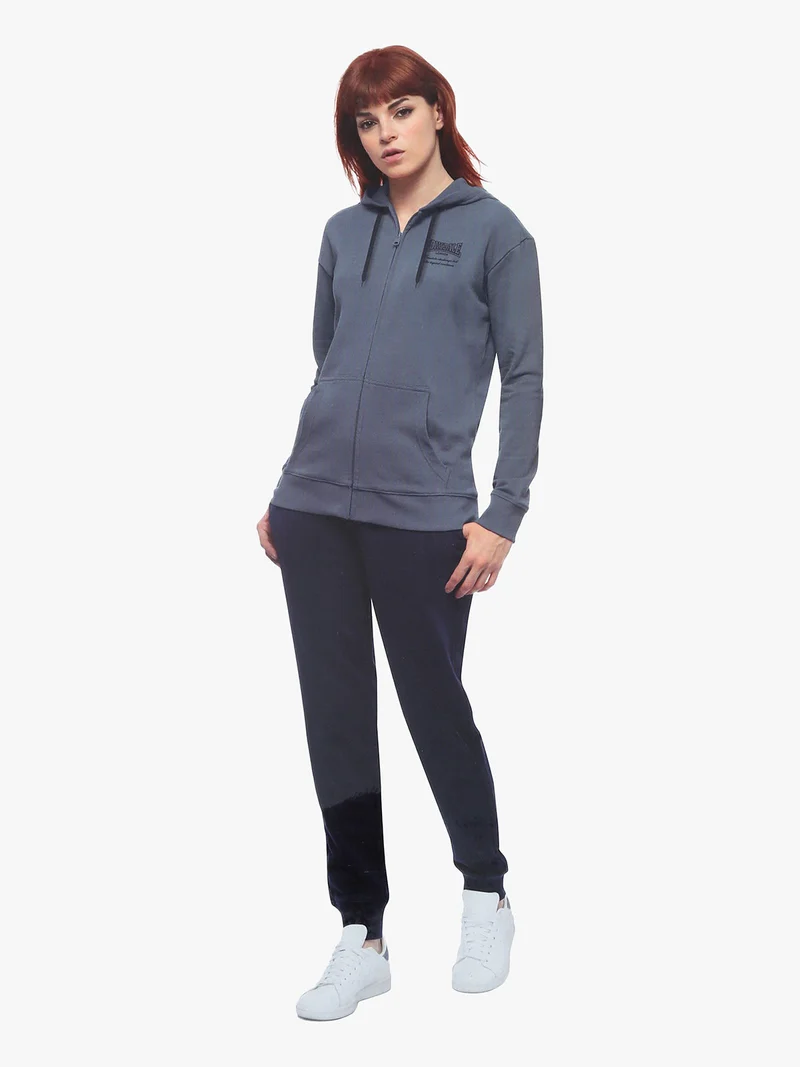 Completo tuta donna 2 pezzi full zip con cappuccio - cielo