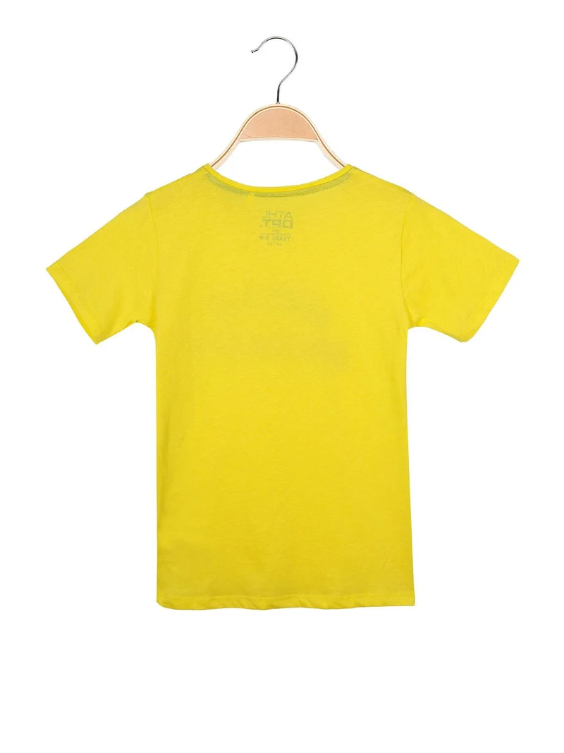 T-shirt girocollo con scritte - giallo
