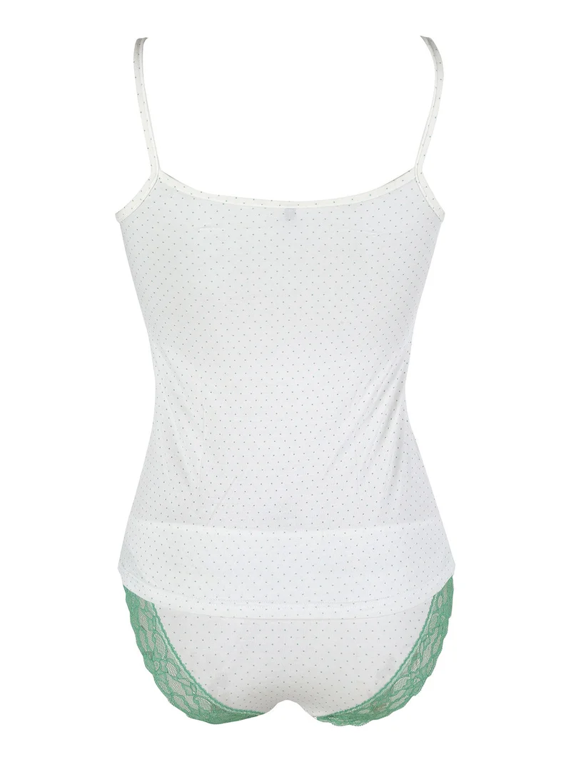 Coordinato intimo donna a pois con top e slip - verde