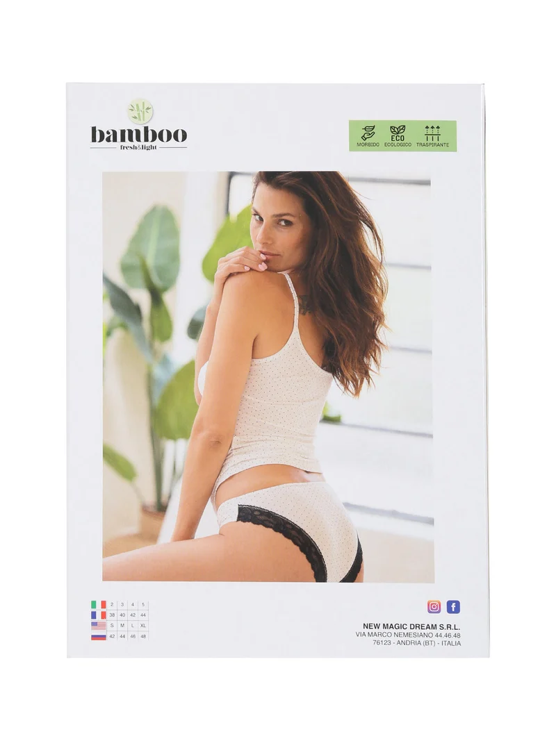 Coordinato intimo donna a pois con top e slip - verde