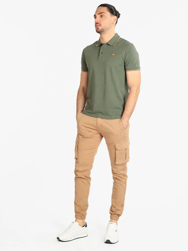 Pantaloni cargo da uomo con polsino - cammello