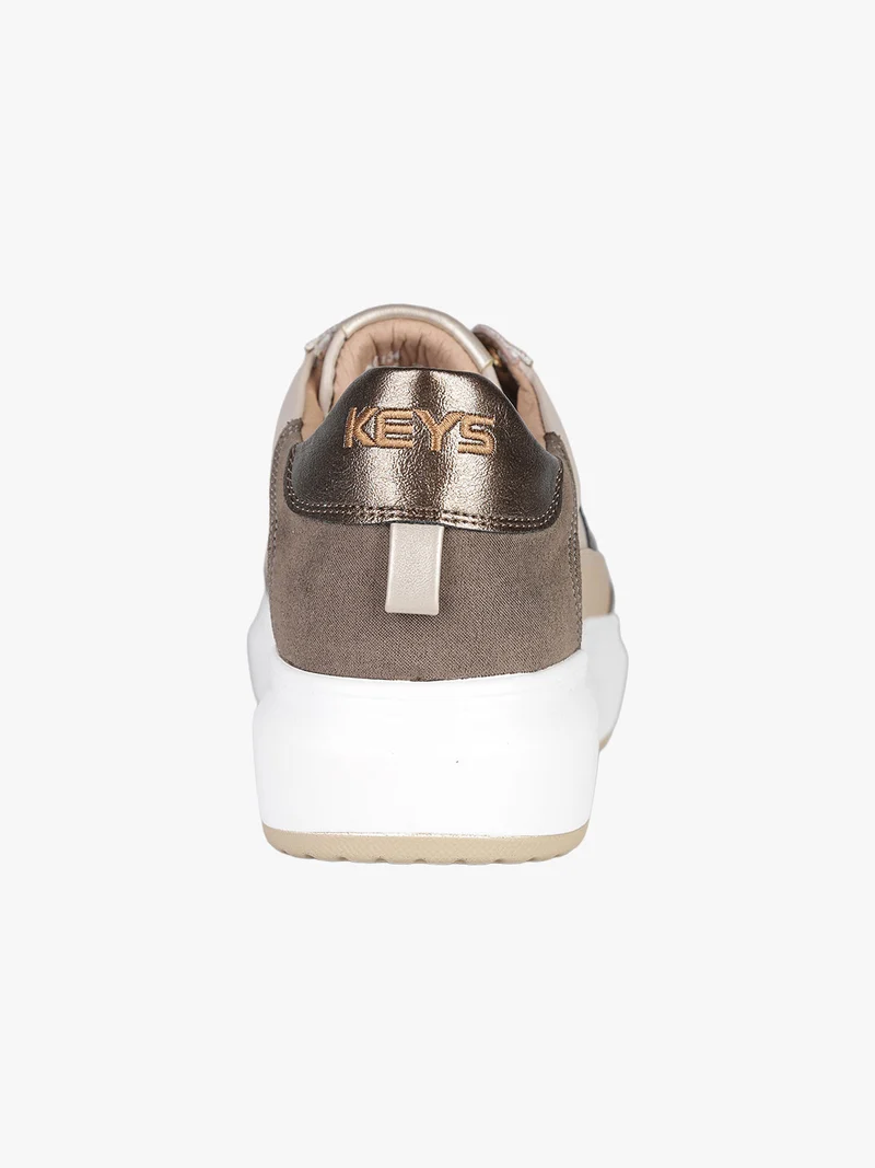 Sneakers donna stringate con platform - beige