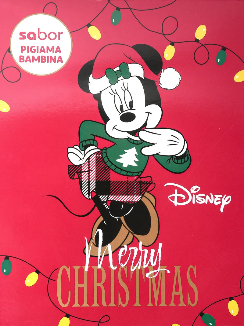 Pigiama natalizio Minnie da bambina con pantaloni a quadri - rosso