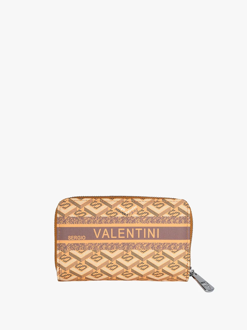 Portafoglio donna con bottone e zip - senape
