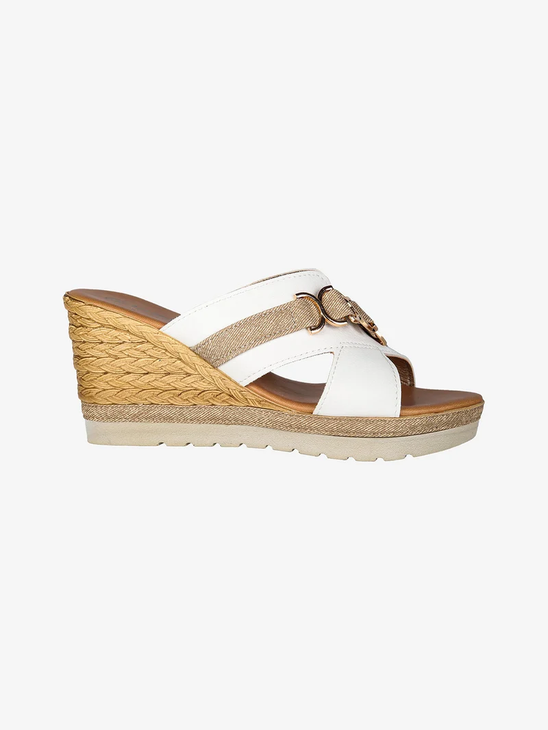 Ciabatte donna con zeppa - bianco