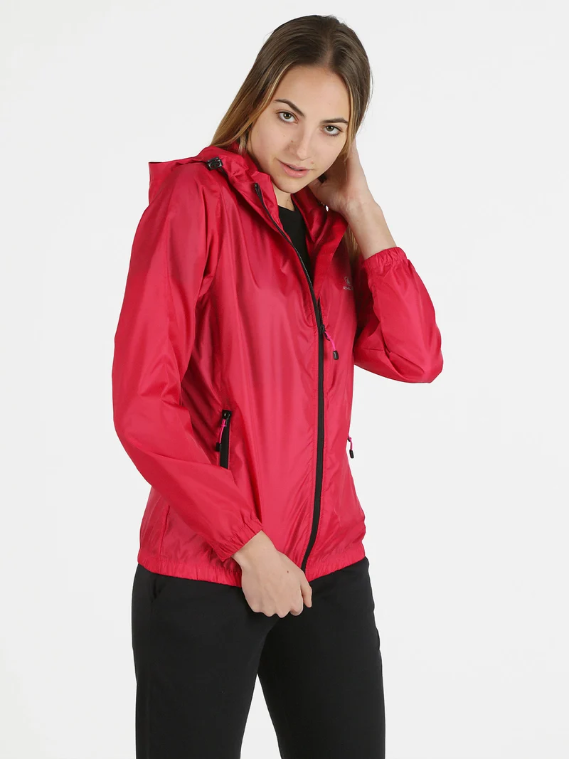 Giacca a vento da donna con cappuccio - fucsia