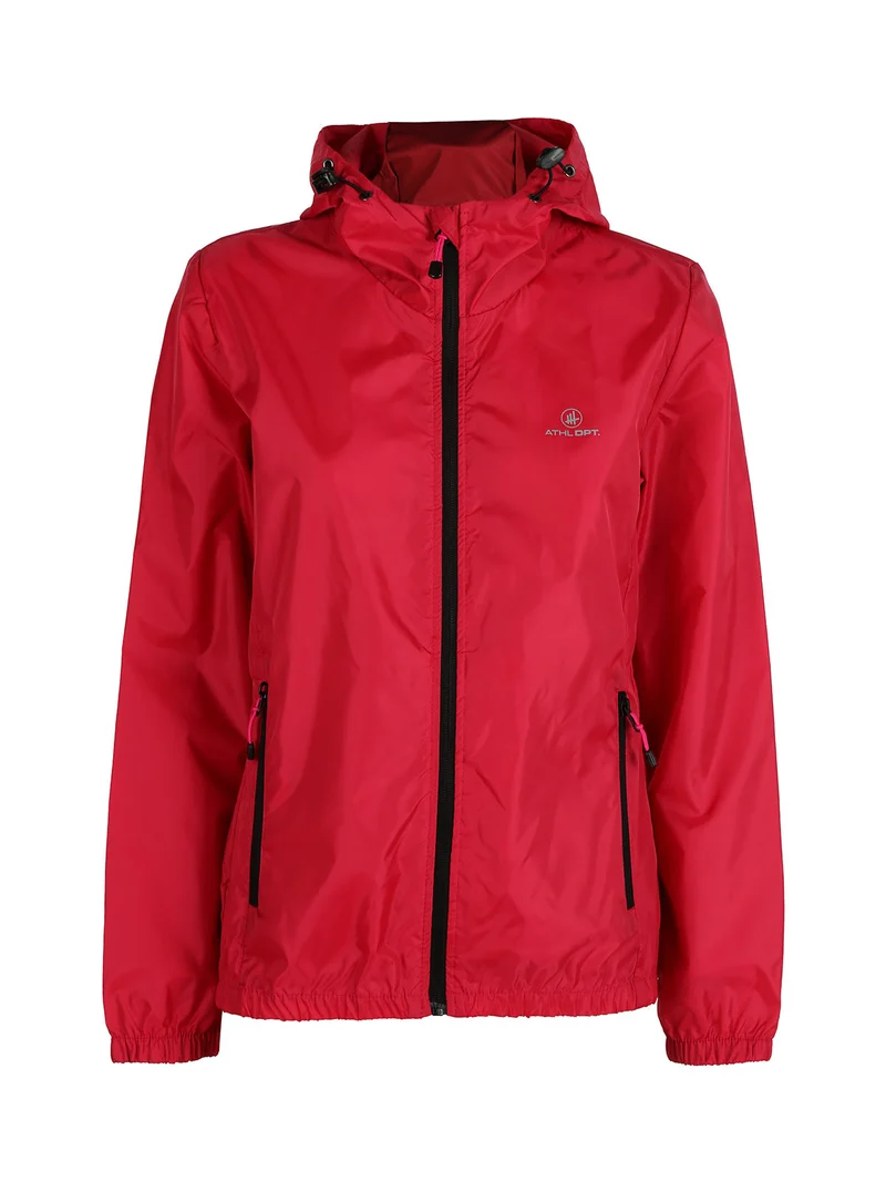 Giacca a vento da donna con cappuccio - fucsia