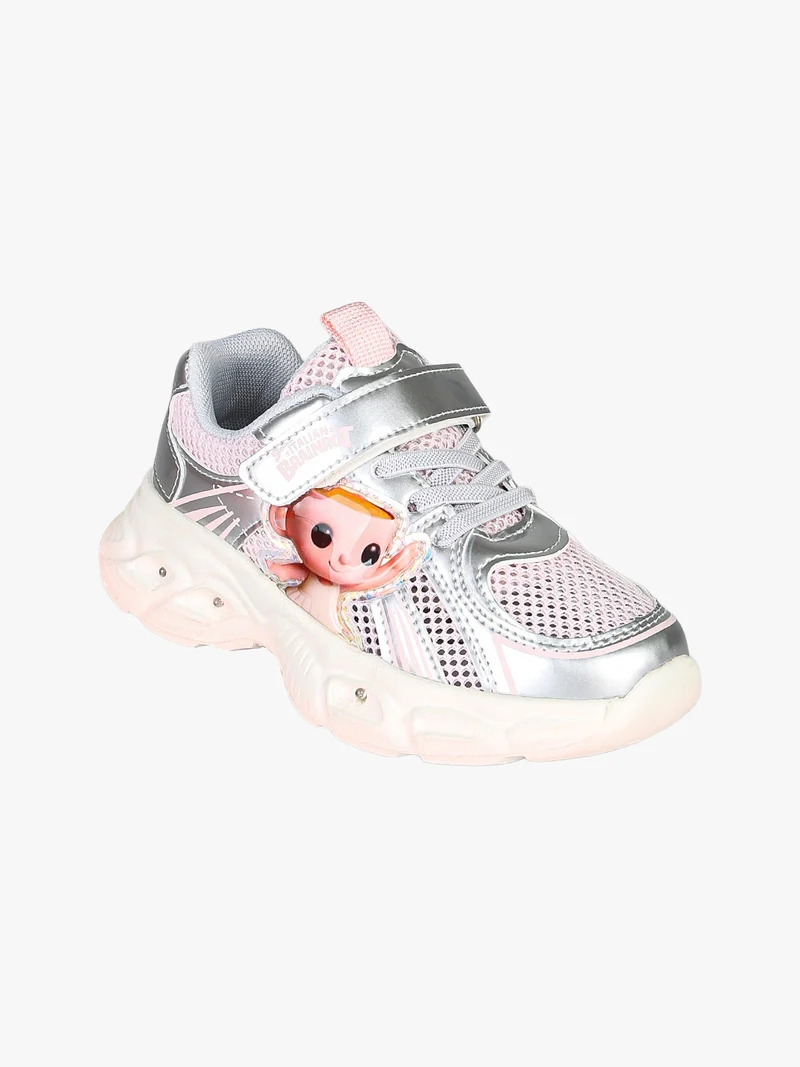 Sneakers da bambina con luci e cinturino a strappo - argento