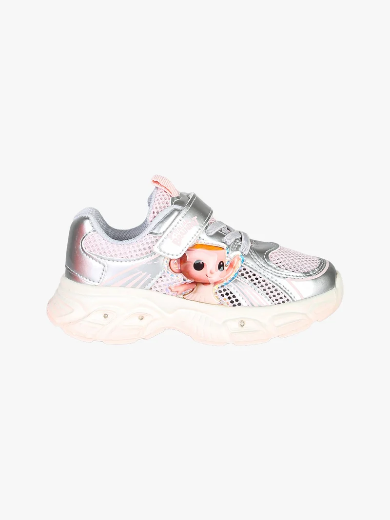 Sneakers da bambina con luci e cinturino a strappo - argento