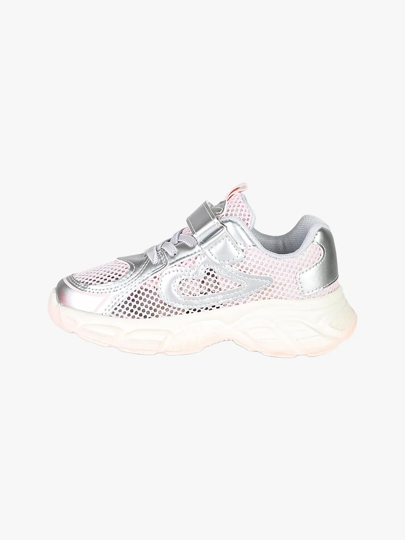 Sneakers da bambina con luci e cinturino a strappo - argento