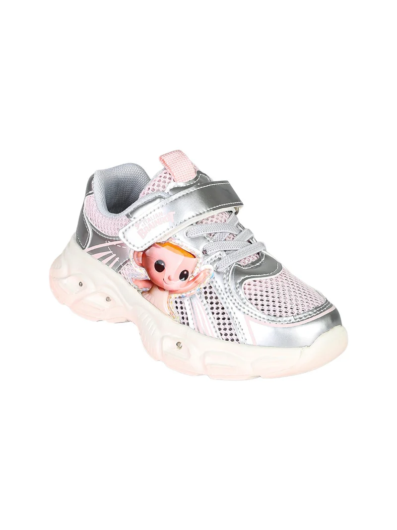 Sneakers da bambina con luci e cinturino a strappo - argento