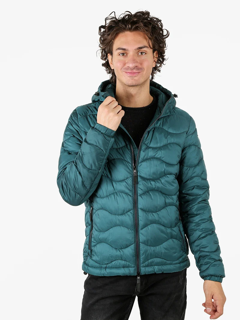 Piumino leggero da uomo con cappuccio e zip - verde
