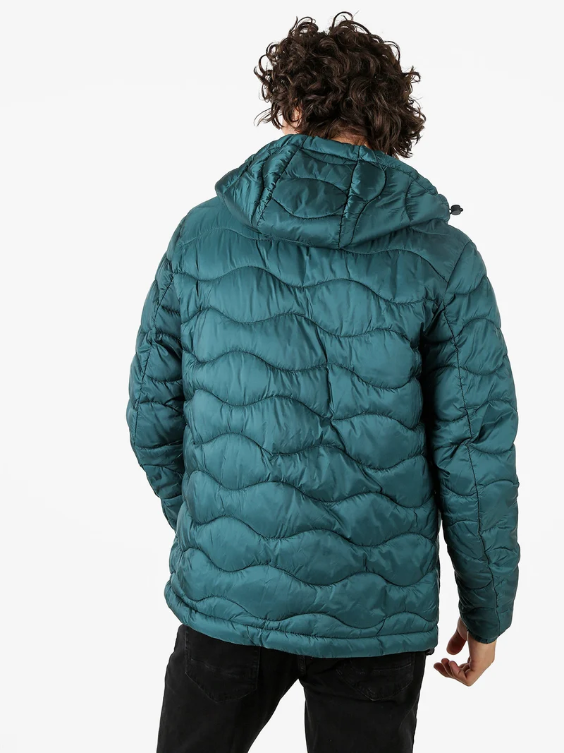 Piumino leggero da uomo con cappuccio e zip - verde