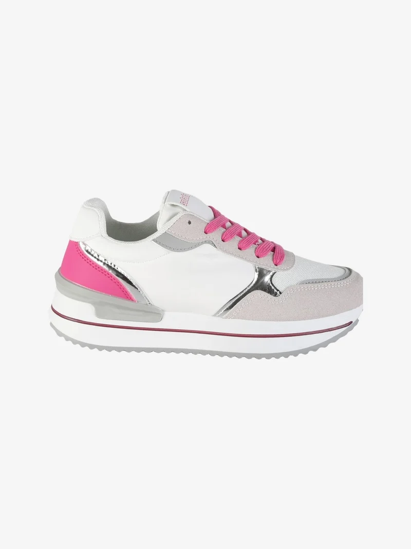 Sneakers donna con suola alta - fucsia