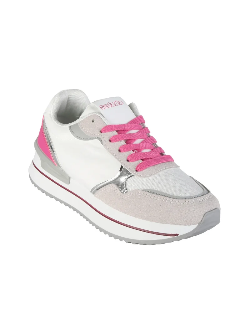 Sneakers donna con suola alta - fucsia