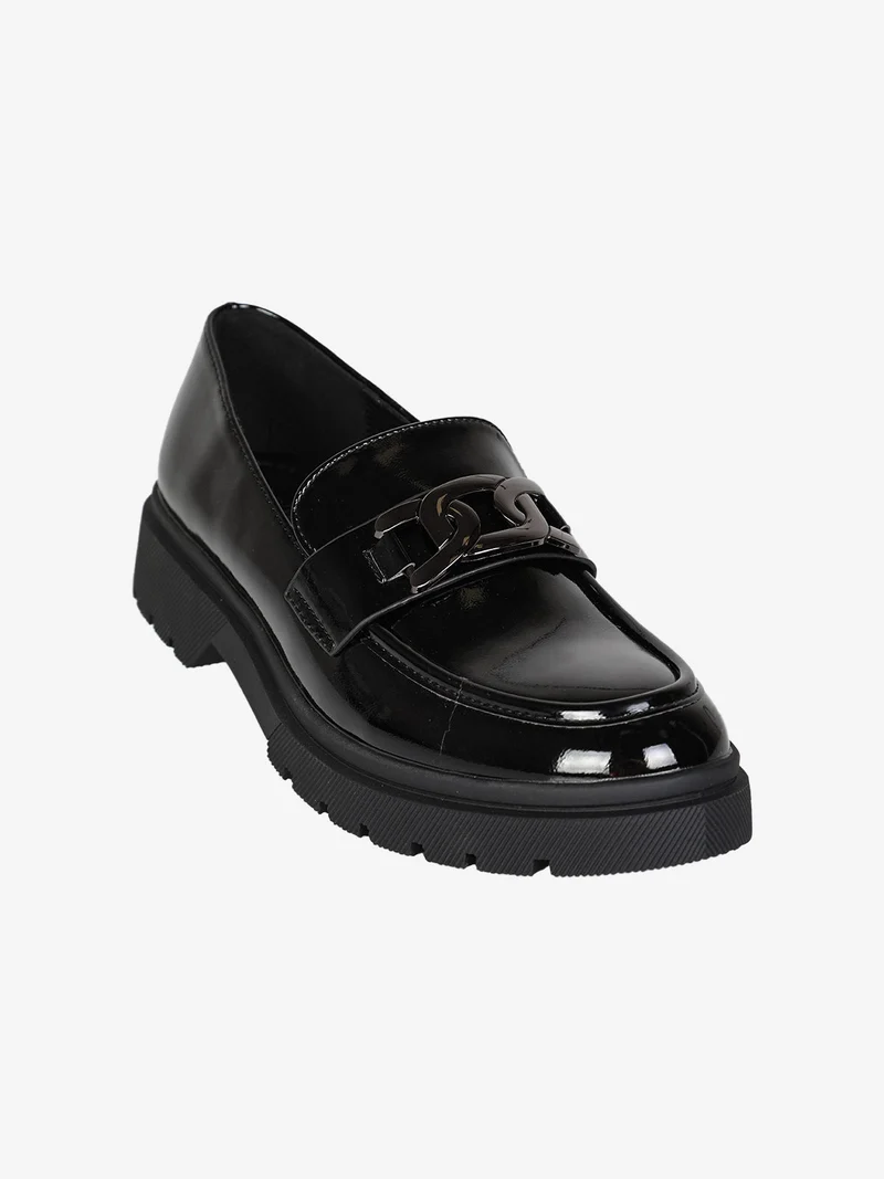 Mocassino donna con cinturino e plantform - nero