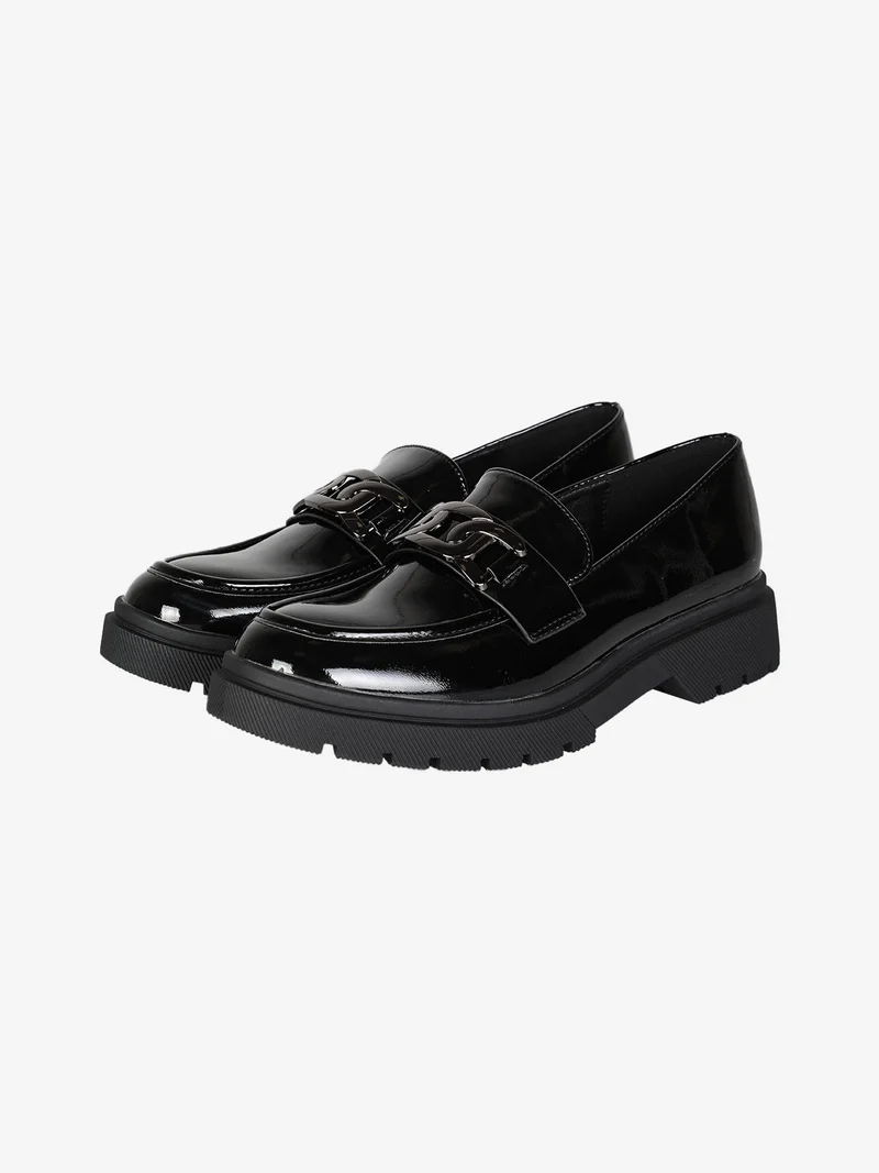 Mocassino donna con cinturino e plantform - nero