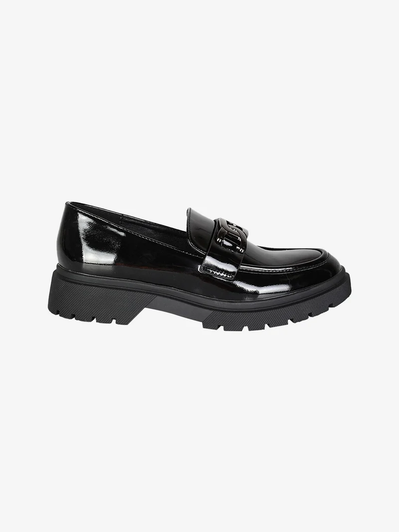 Mocassino donna con cinturino e plantform - nero