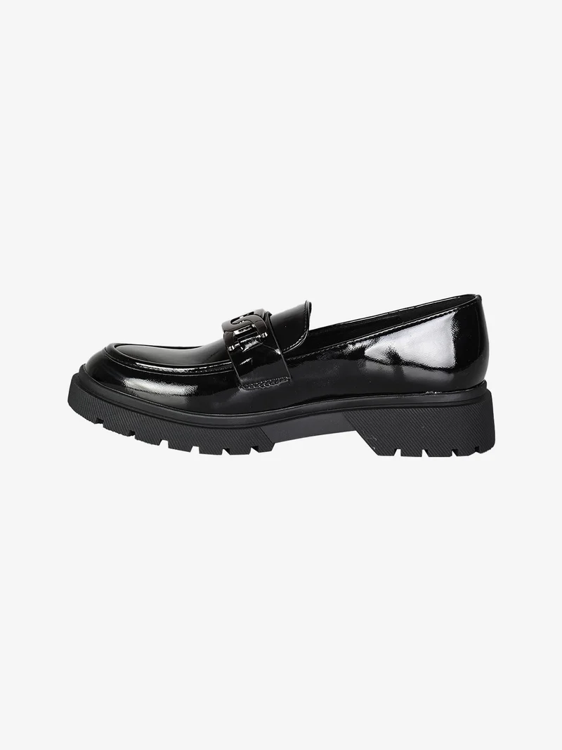 Mocassino donna con cinturino e plantform - nero