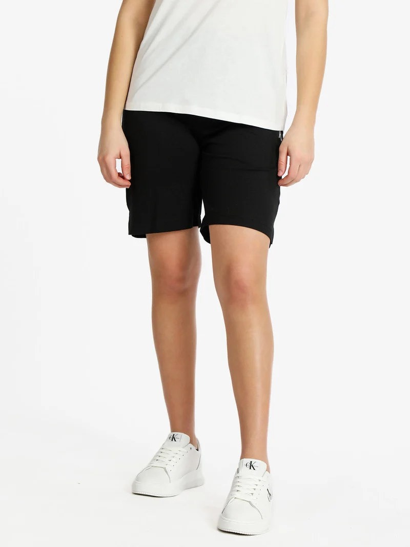 Bermuda donna in cotone con coulisse - nero