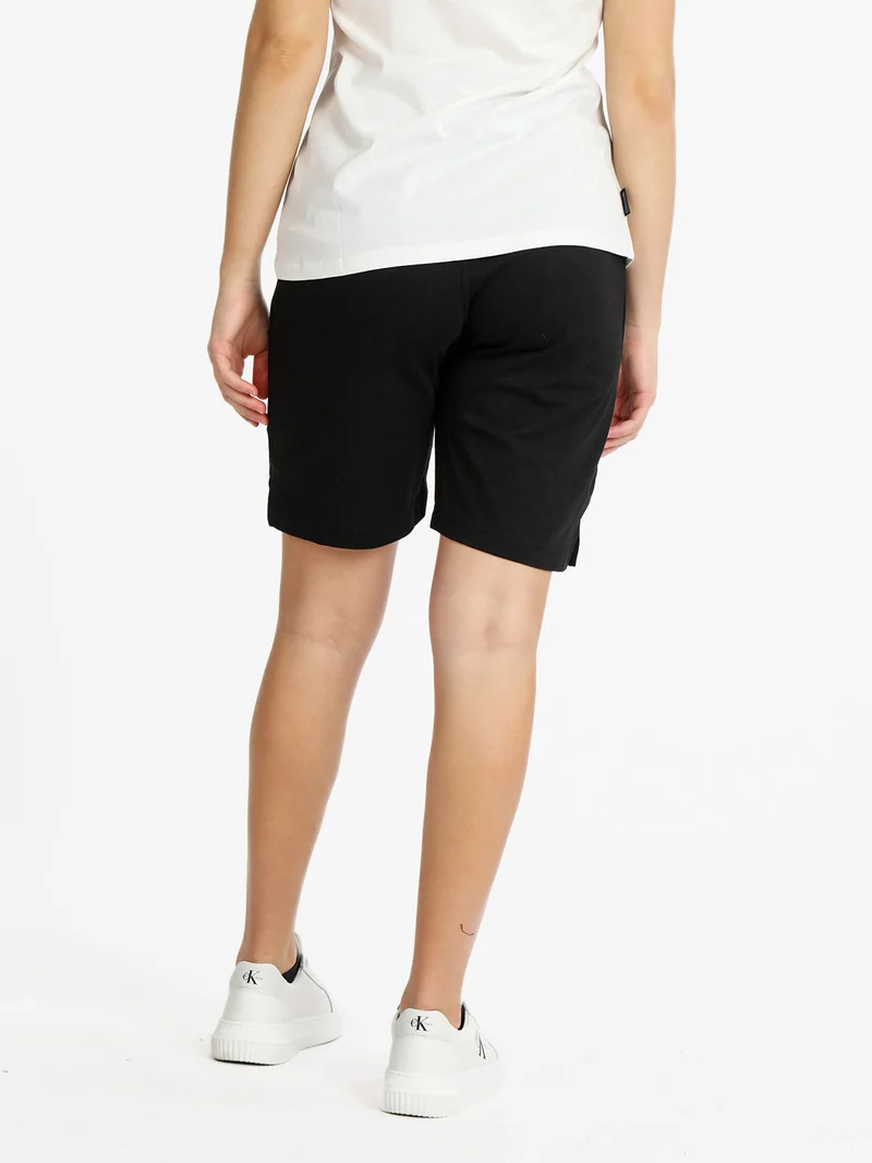 Bermuda donna in cotone con coulisse - nero