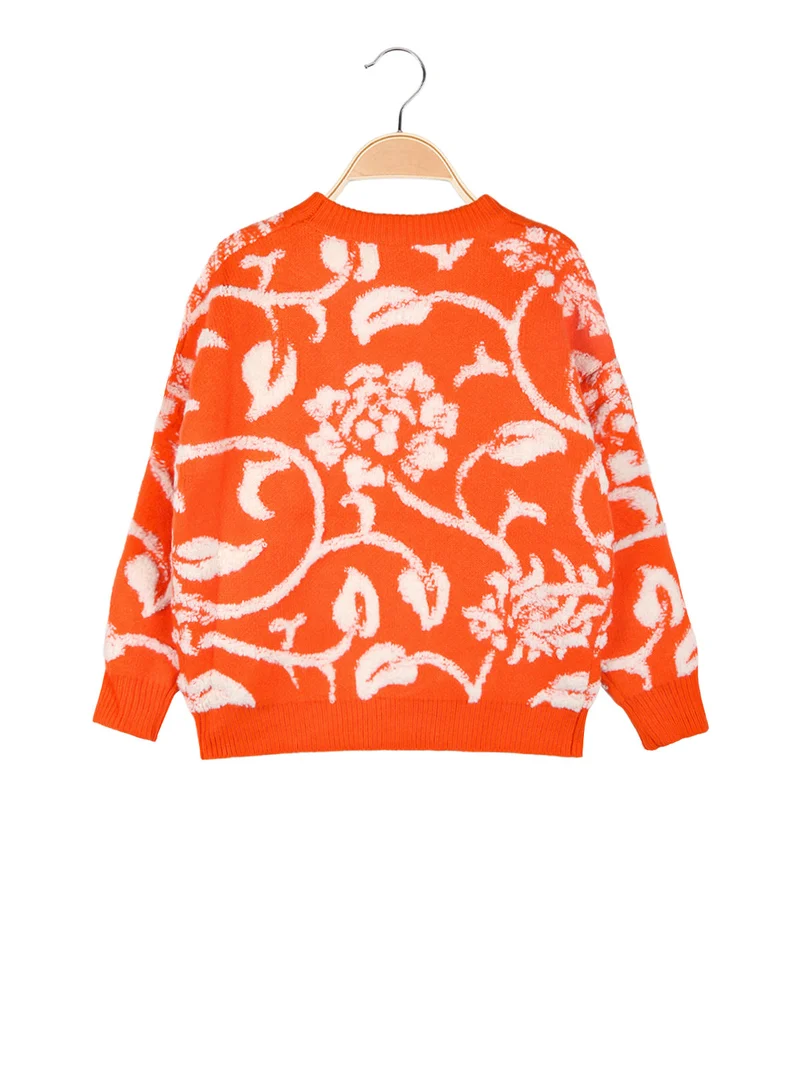 Maglione girocollo da bambina misto lana - arancione