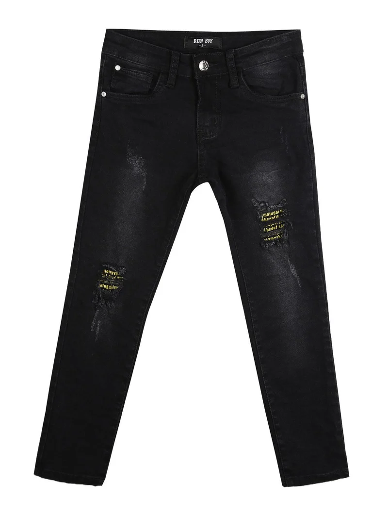 Jeans skinny bimbo con strappi - nero