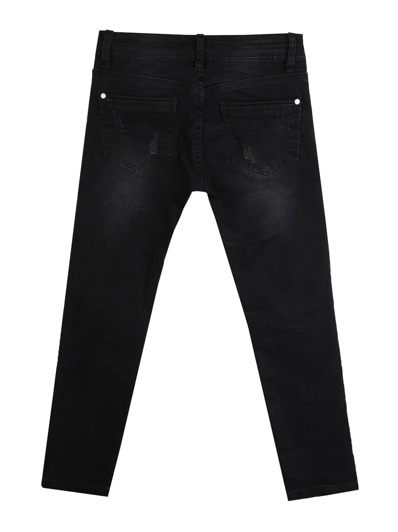 Jeans skinny bimbo con strappi - nero