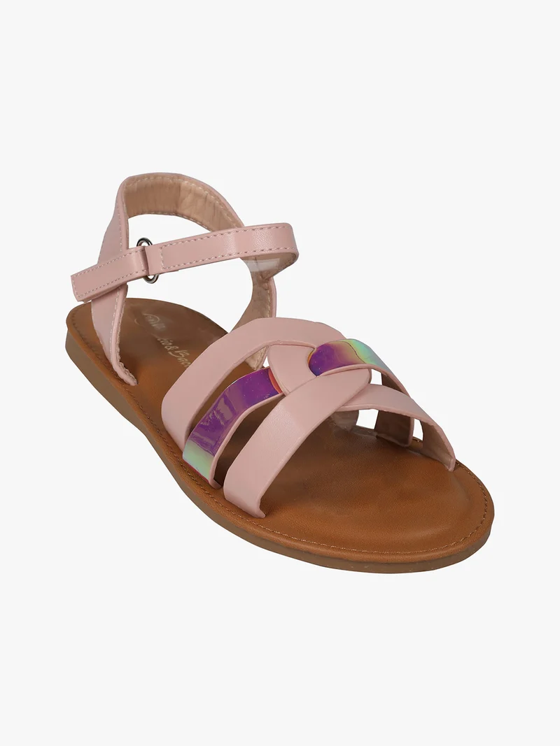 Sandali bassi da ragazza con cinturino a strappo - rosa