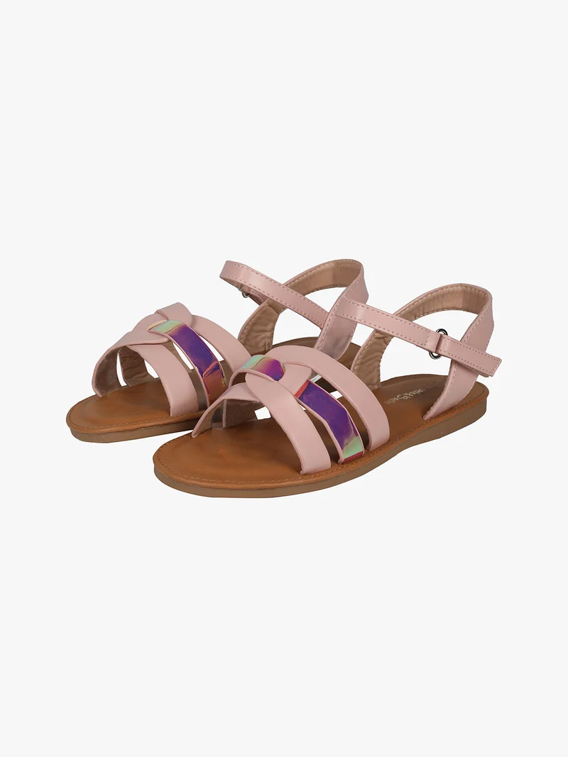 Sandali bassi da ragazza con cinturino a strappo - rosa